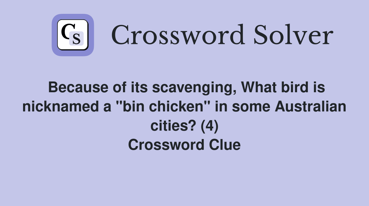 Because of its scavenging, What bird is nicknamed a "bin chicken" in